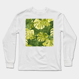 variegated monstera pattern Long Sleeve T-Shirt